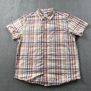 Prana Shirt Adult Large Check Button Up Short Sleeve Outdoor Casual Men's
